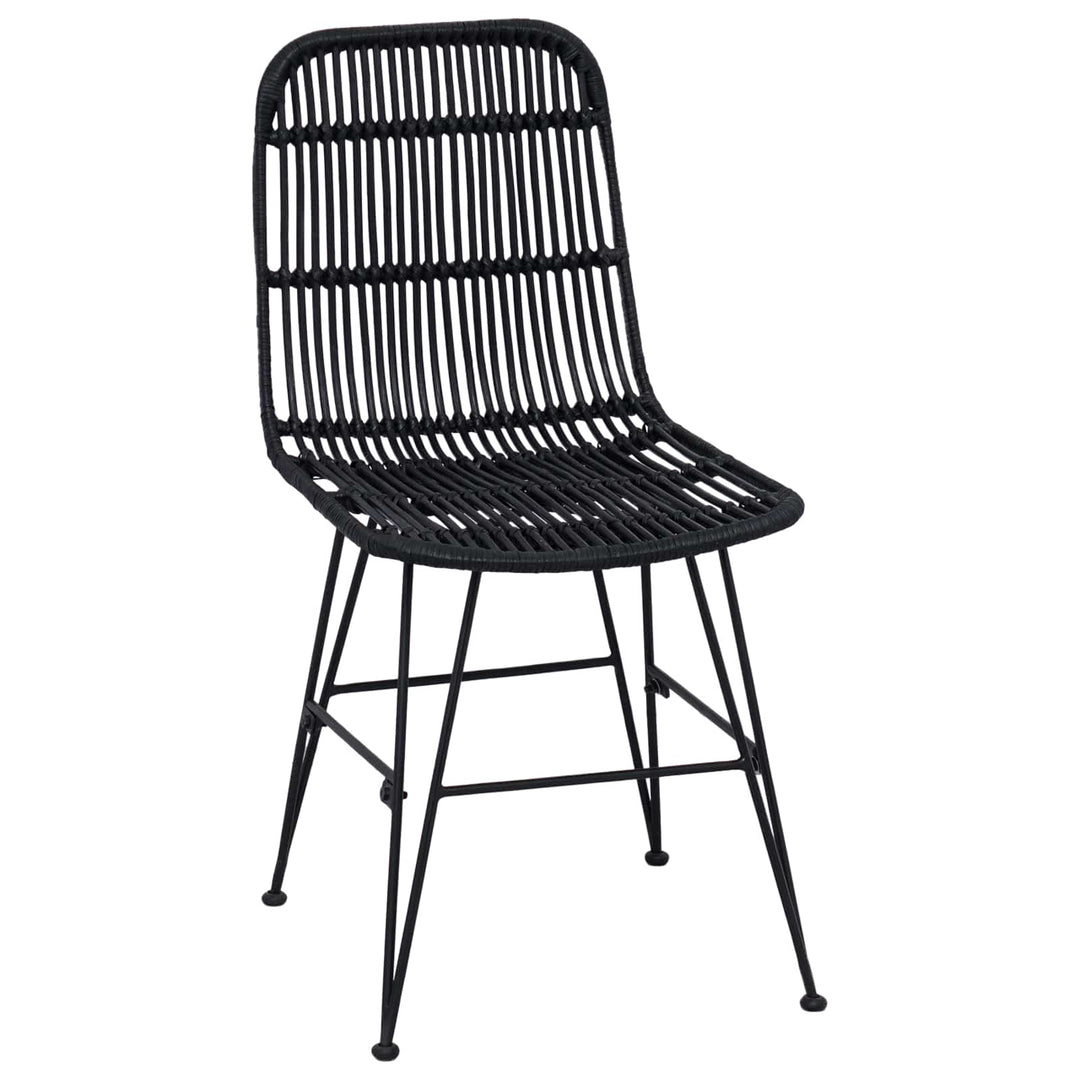 Spisestol 2 pcs Sort 41 x 55 x 85 cm Rattan og Stål