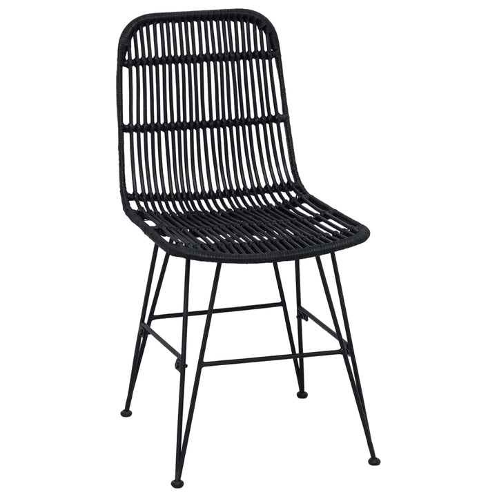 Spisestol 2 pcs Sort 41 x 55 x 85 cm Rattan og Stål