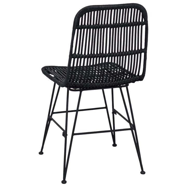 Spisestol 2 pcs Sort 41 x 55 x 85 cm Rattan og Stål