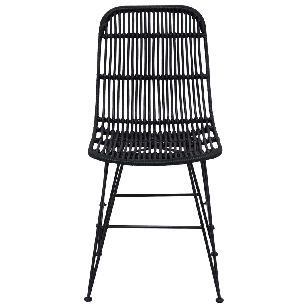 Spisestol 2 pcs Sort 41 x 55 x 85 cm Rattan og Stål