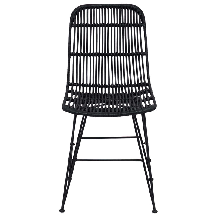 Spisestol 2 pcs Sort 41 x 55 x 85 cm Rattan og Stål