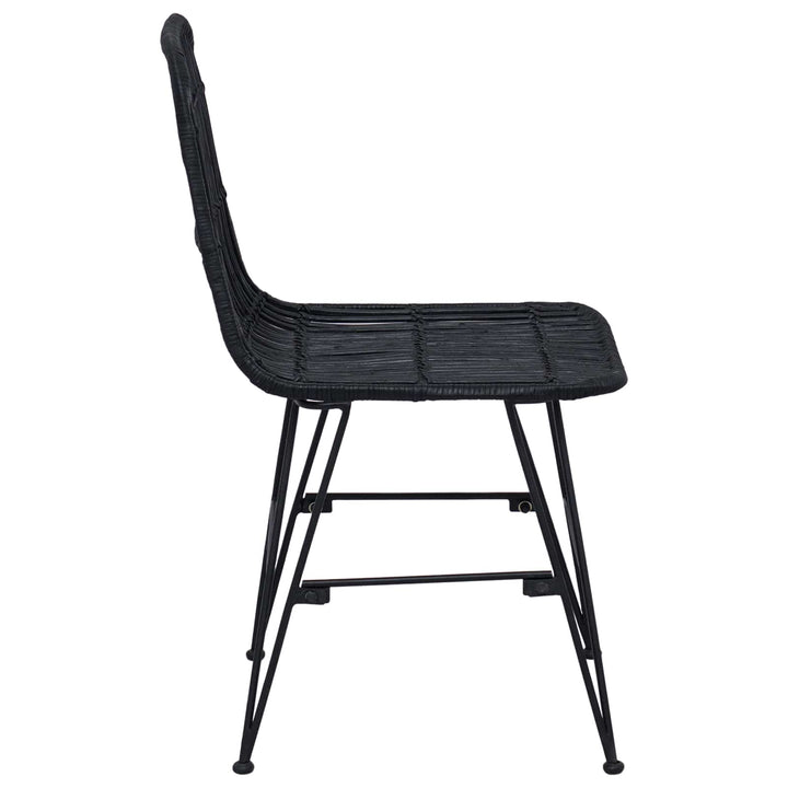 Spisestol 2 pcs Sort 41 x 55 x 85 cm Rattan og Stål