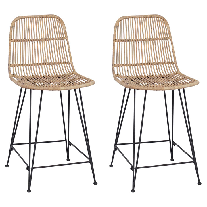 Barbænk 2 pcs Naturfarvet 44 x 54 x 96 cm Rattan og Stål