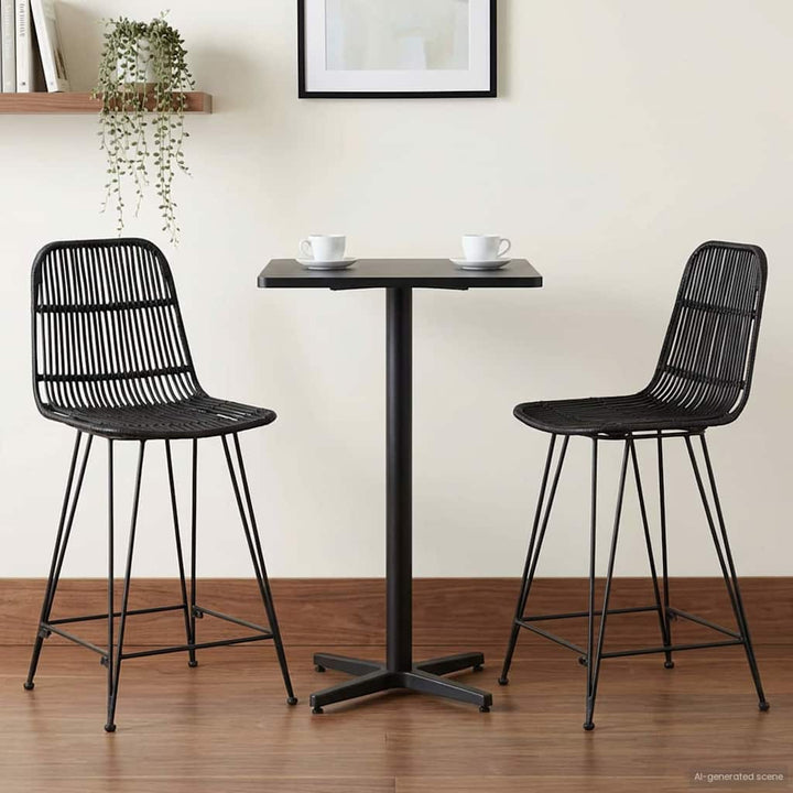 Barbænk 2 pcs Sort 44 x 54 x 96 cm Rattan og Stål