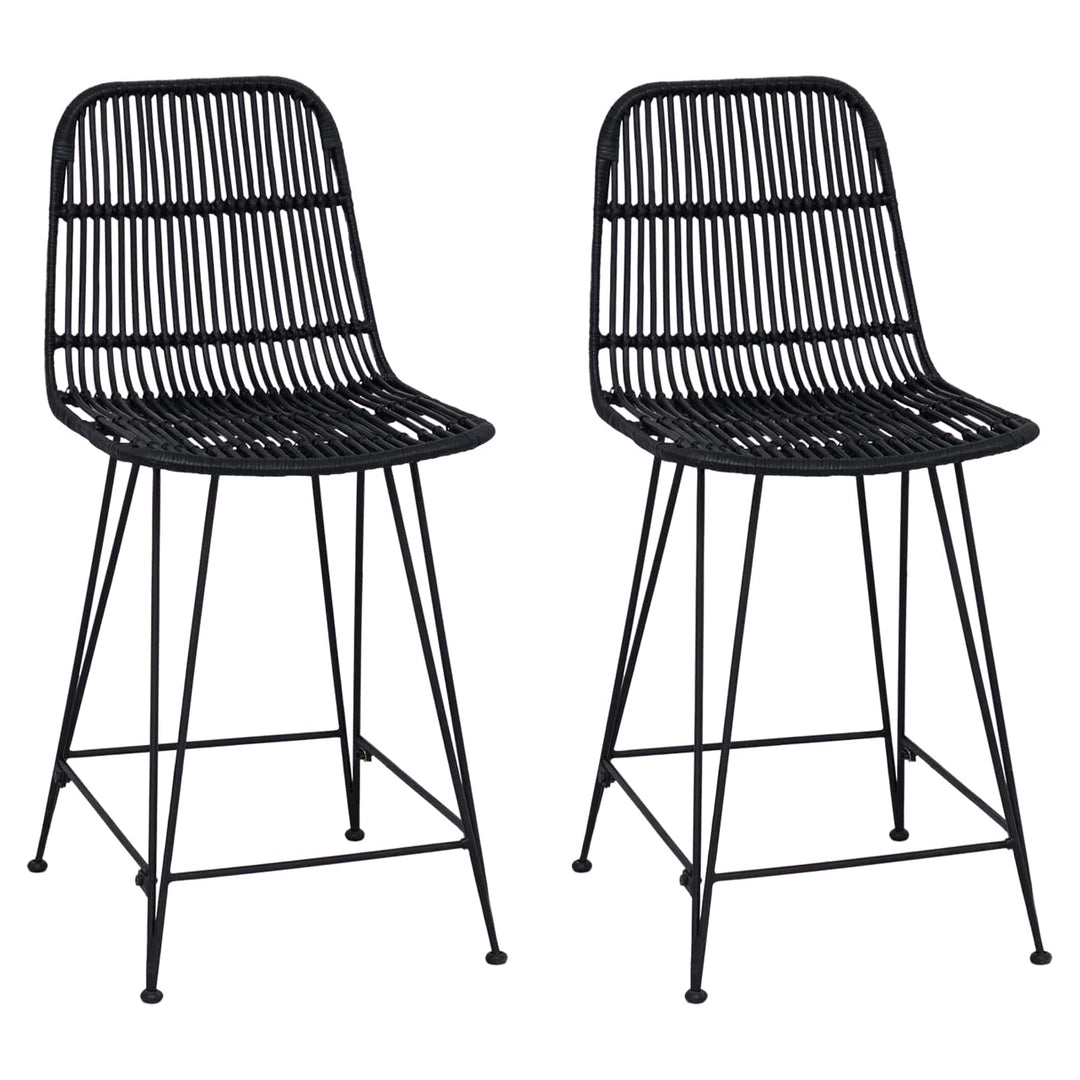 Barbænk 2 pcs Sort 44 x 54 x 96 cm Rattan og Stål