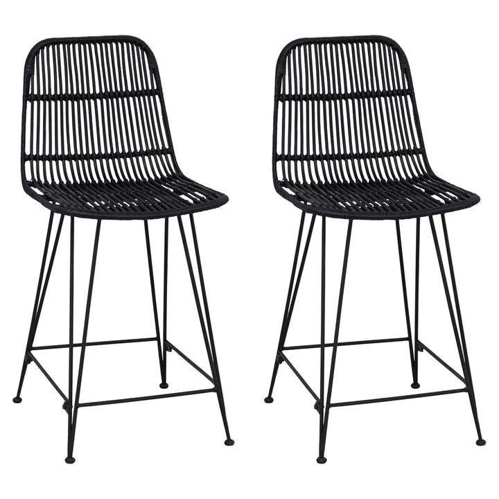 Barbænk 2 pcs Sort 44 x 54 x 96 cm Rattan og Stål