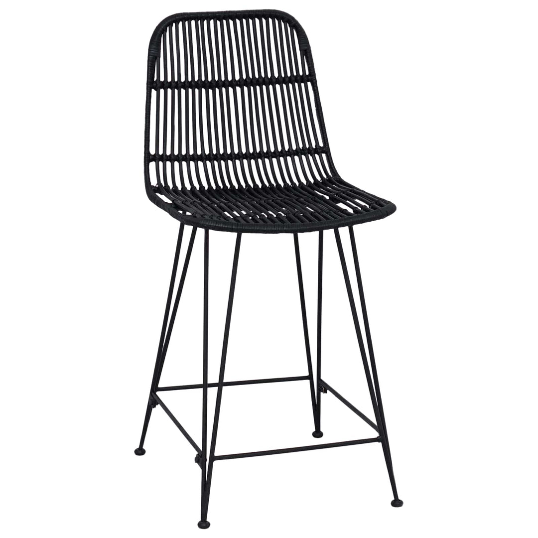 Barbænk 2 pcs Sort 44 x 54 x 96 cm Rattan og Stål