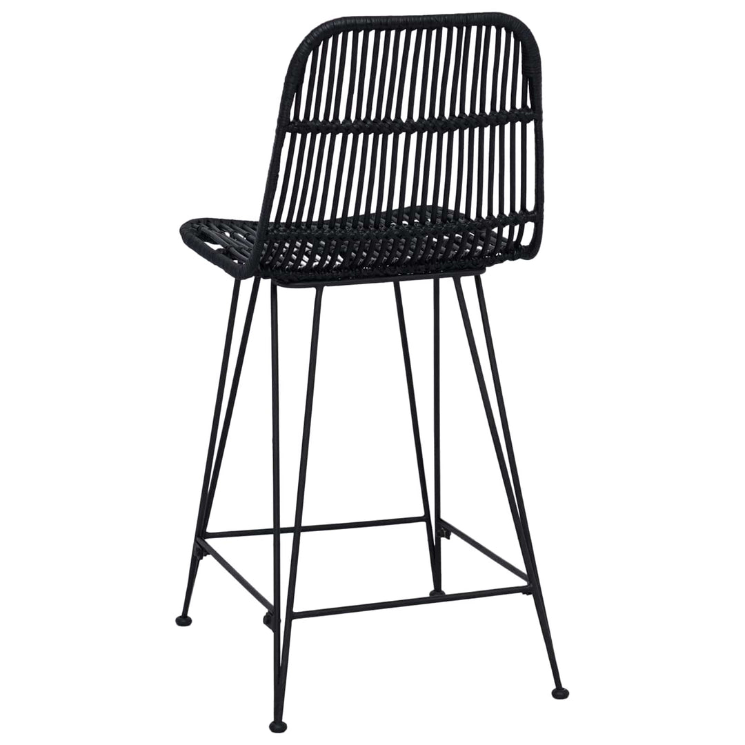 Barbænk 2 pcs Sort 44 x 54 x 96 cm Rattan og Stål