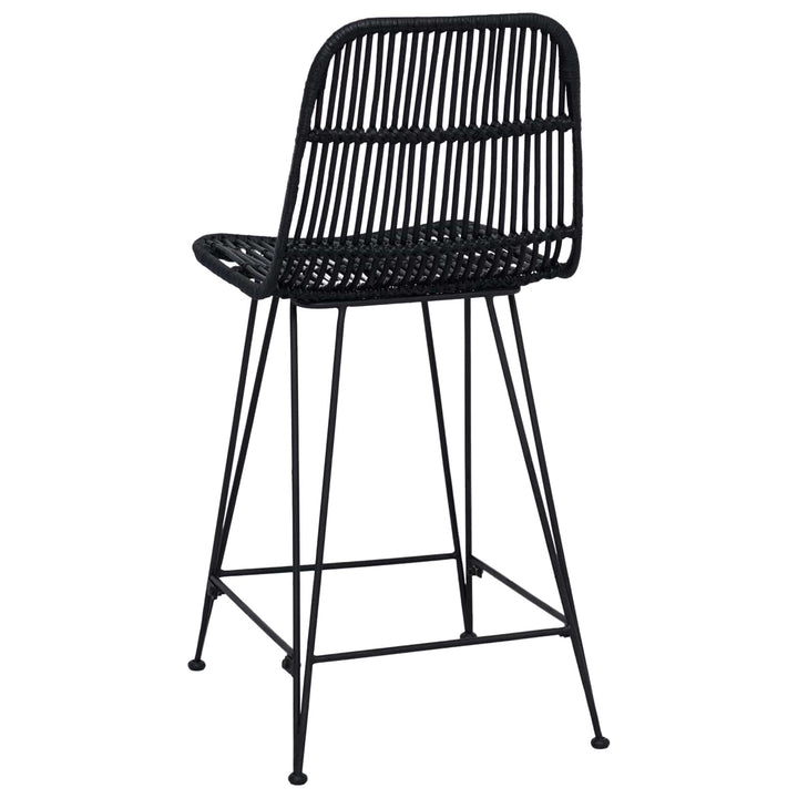 Barbænk 2 pcs Sort 44 x 54 x 96 cm Rattan og Stål