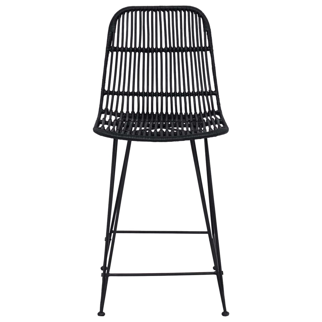 Barbænk 2 pcs Sort 44 x 54 x 96 cm Rattan og Stål