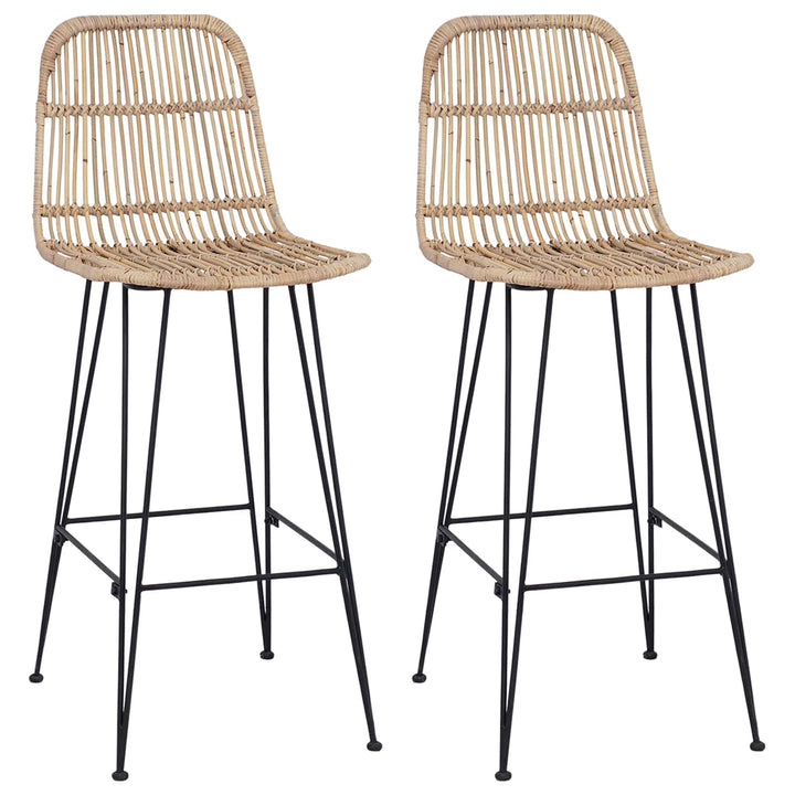 Barbænk 2 pcs Naturfarvet 44 x 55 x 109 cm Rattan og Stål