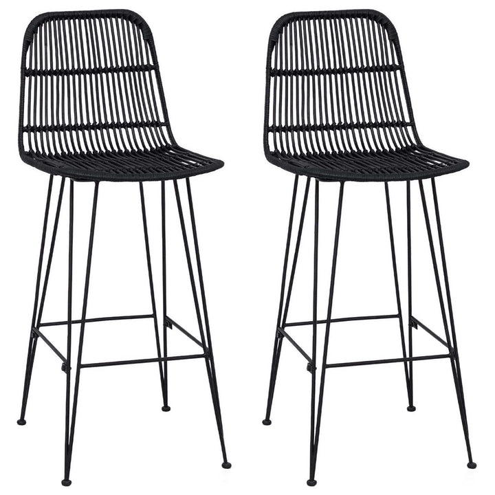 Barbænk 2 pcs Sort 44 x 55 x 109 cm Rattan og Stål