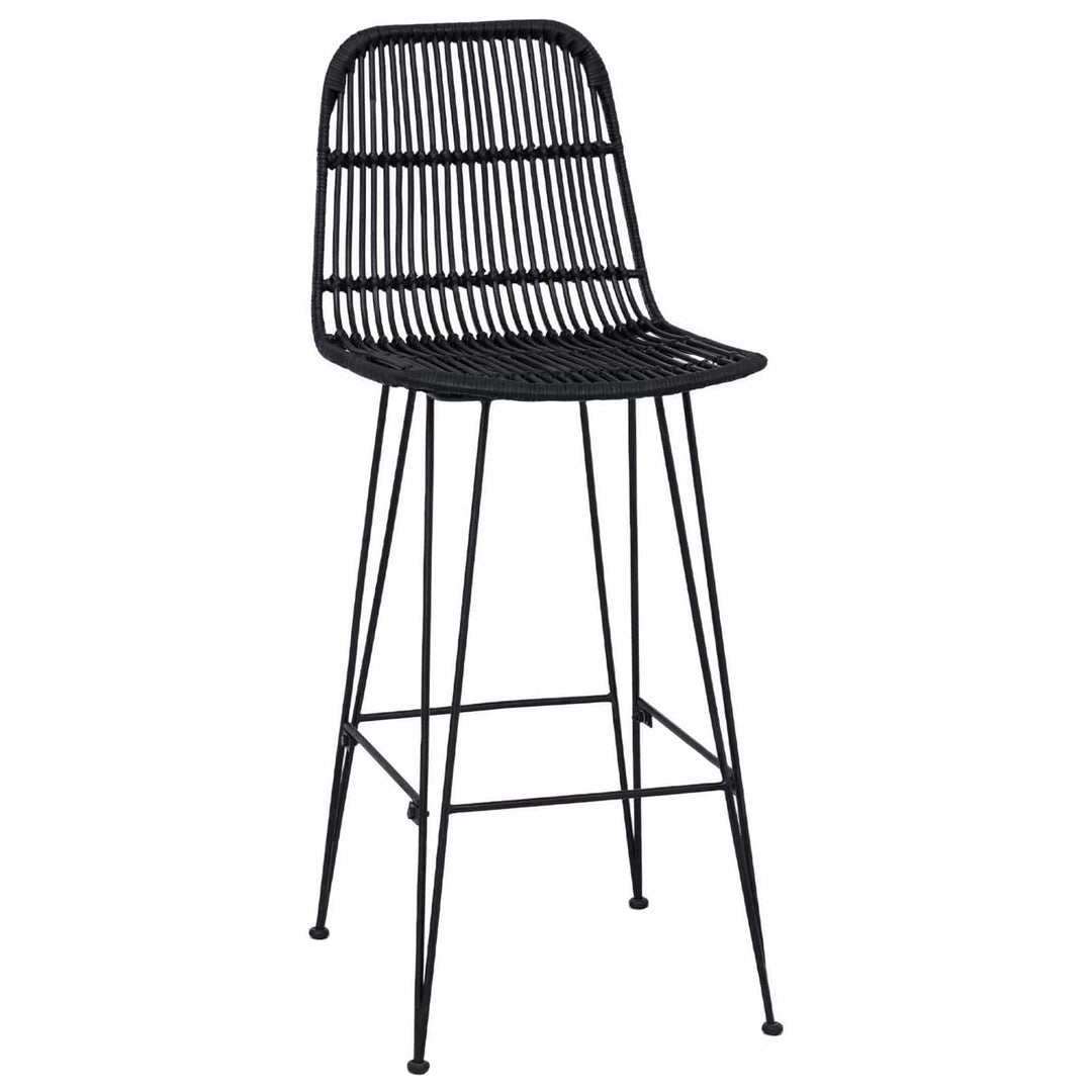 Barbænk 2 pcs Sort 44 x 55 x 109 cm Rattan og Stål