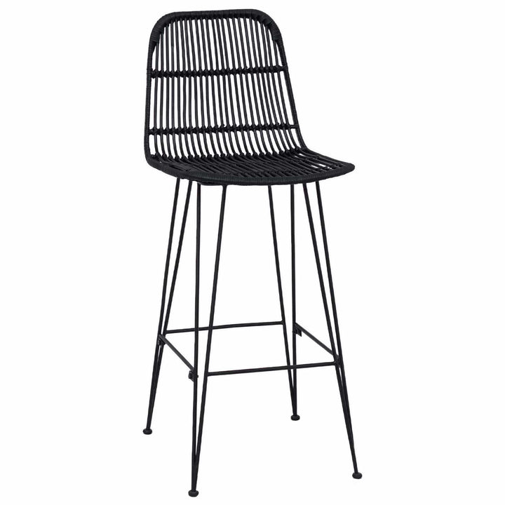 Barbænk 2 pcs Sort 44 x 55 x 109 cm Rattan og Stål