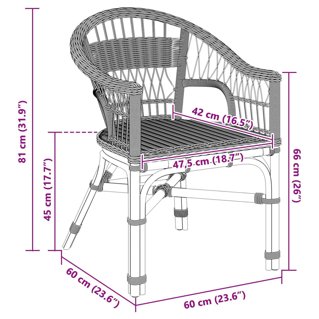 Staplestol Naturfarvet 60 x 60 x 81 cm Rattan