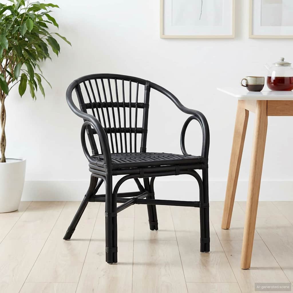 Staplestol Sort 58 x 60 x 81 cm Rattan