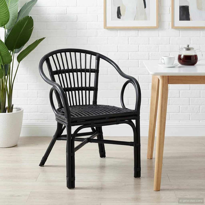 Staplestol Sort 58 x 60 x 81 cm Rattan