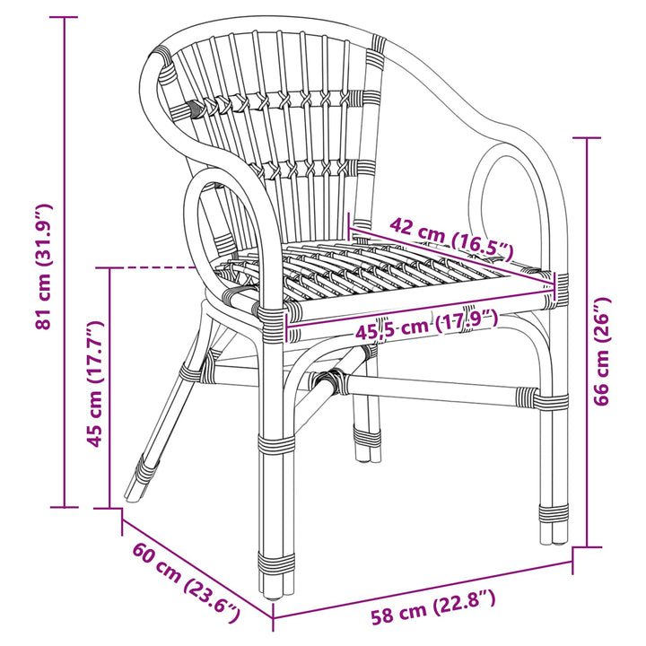 Staplestol Sort 58 x 60 x 81 cm Rattan