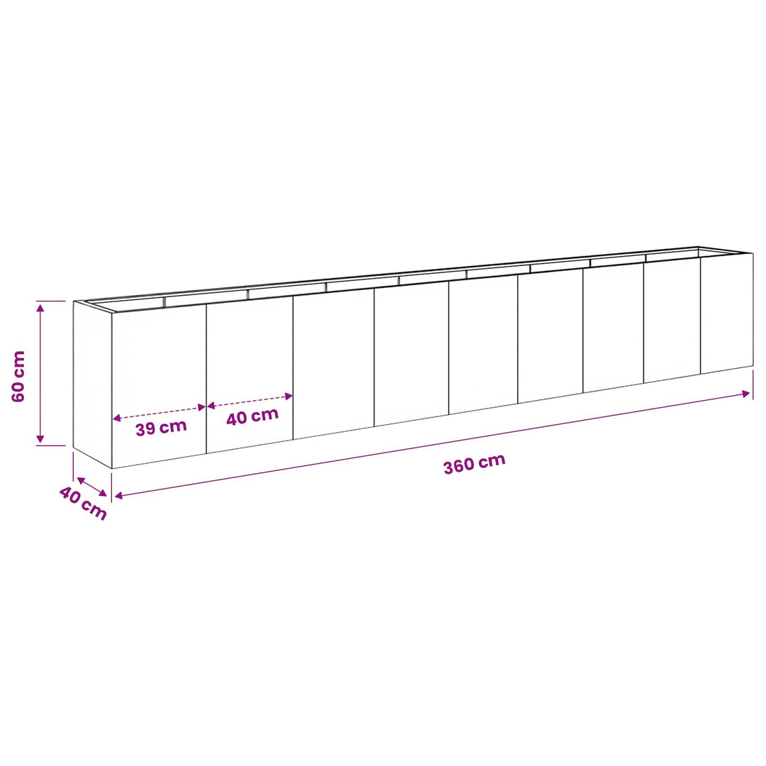 Have Blomsterkrukke Olivengrøn 360 x 40 x 60 cm Koldvalset stål