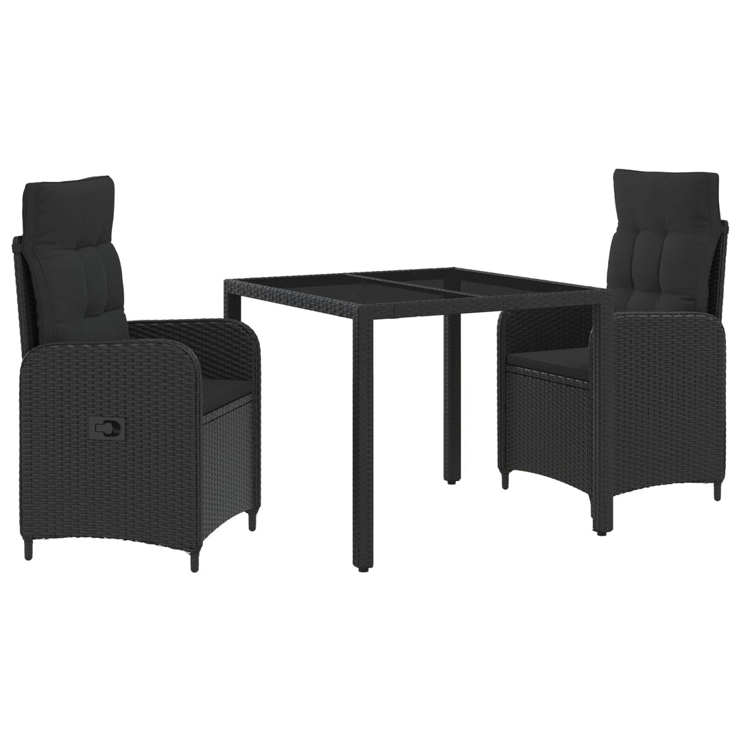 Udendørs spise sæt 3 stk. Sort polyrattan