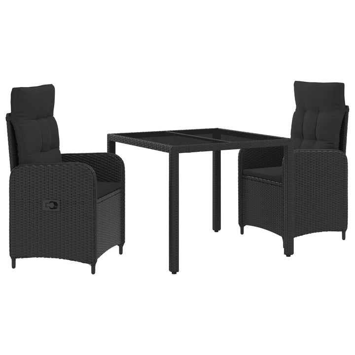 Udendørs spise sæt 3 stk. Sort polyrattan