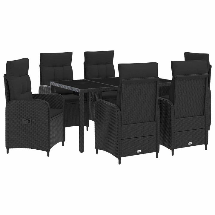 Udendørs spise sæt 7 stk. Sort polyrattan