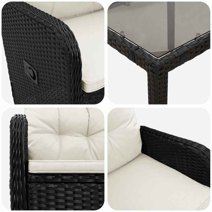 Udendørs spise sæt 5 stk. Sort og Cremehvid polyrattan