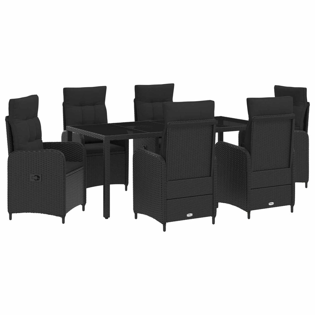 Udendørs spise sæt 7 stk. Sort polyrattan