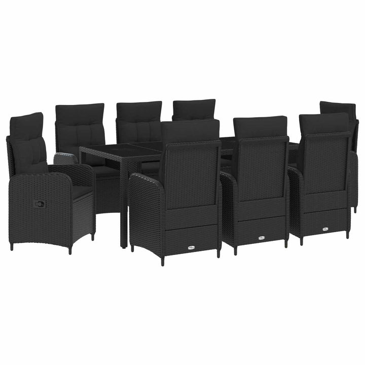 Udendørs spise sæt 9 stk. Sort polyrattan