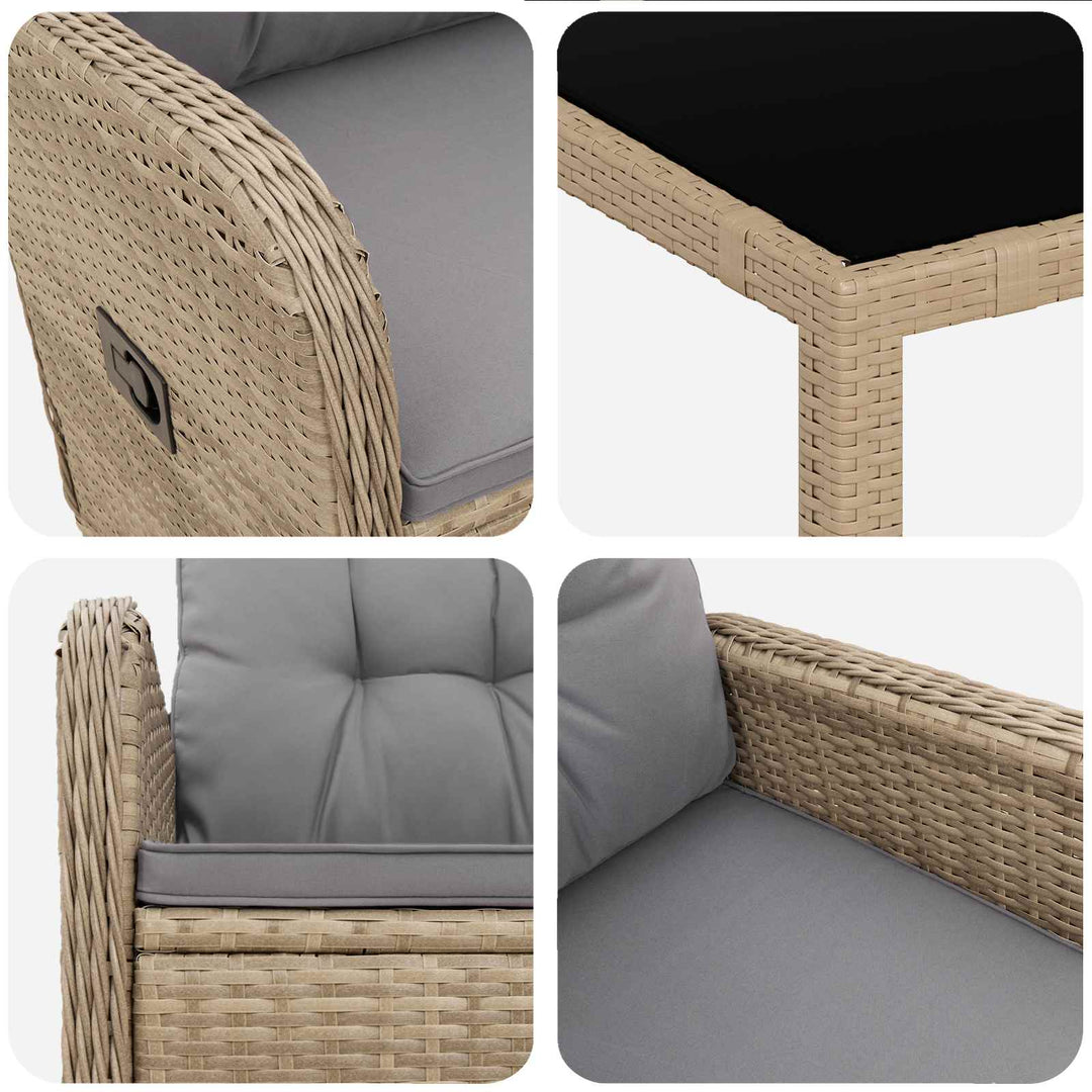 Udendørs spise sæt 3 stk. Beige og lys grå polyrattan