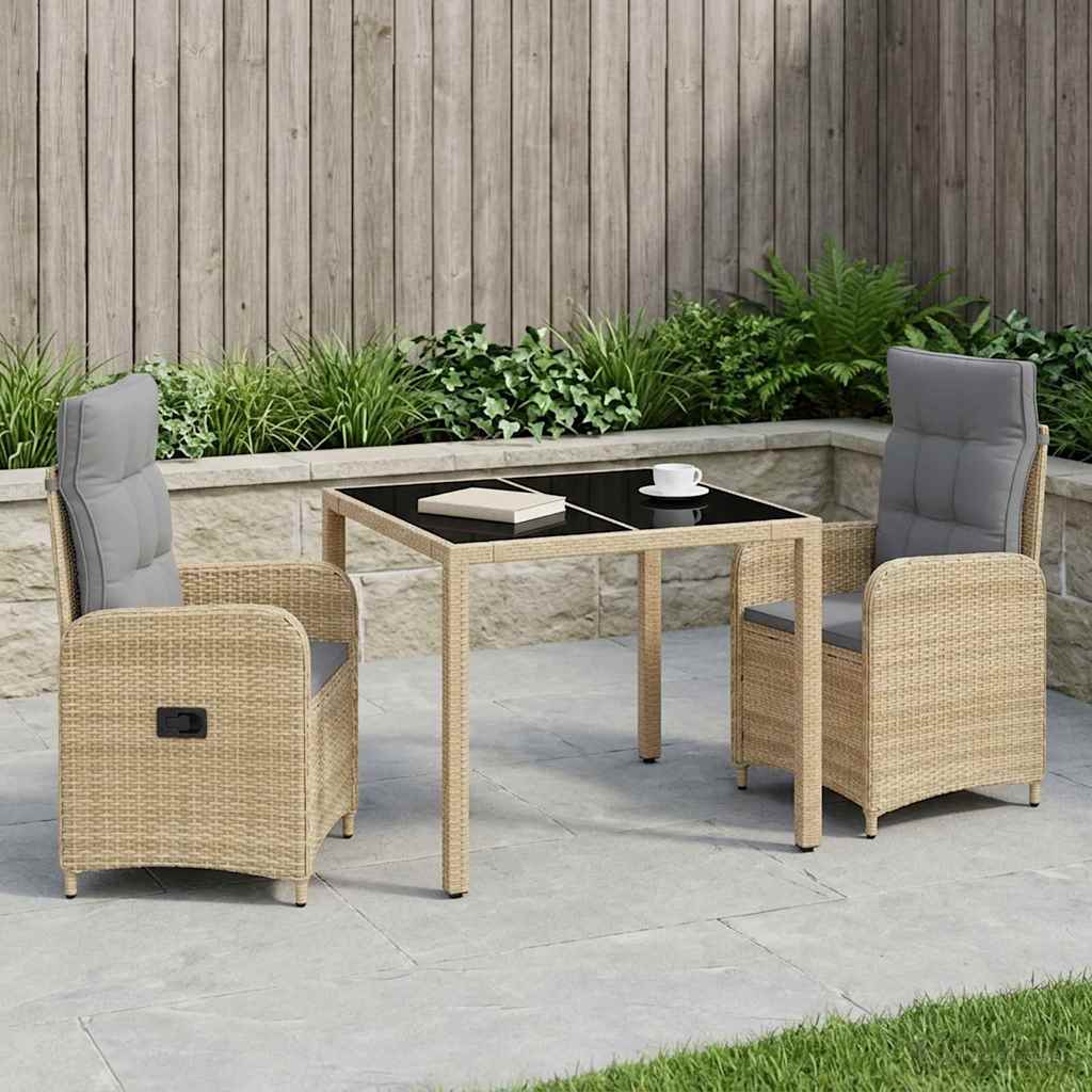Udendørs spise sæt 3 stk. Beige og lys grå polyrattan