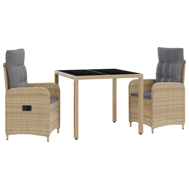 Udendørs spise sæt 3 stk. Beige og lys grå polyrattan