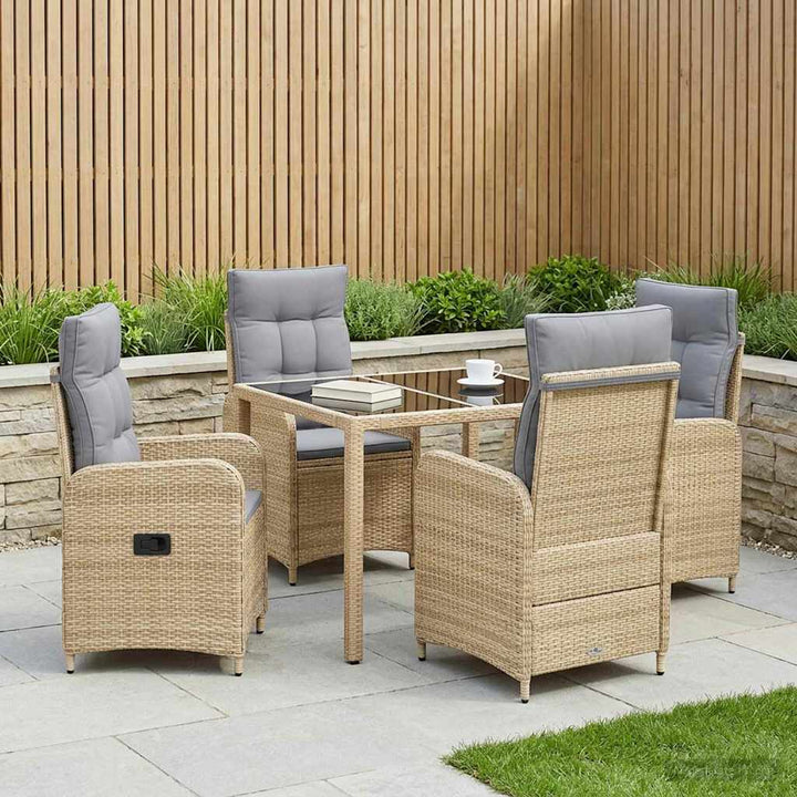 Udendørs spise sæt 5 stk. Beige og lys grå polyrattan
