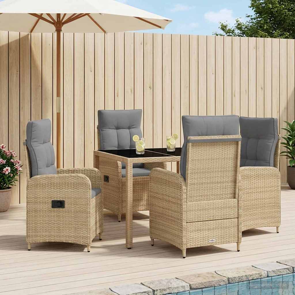 Udendørs spise sæt 5 stk. Beige og lys grå polyrattan