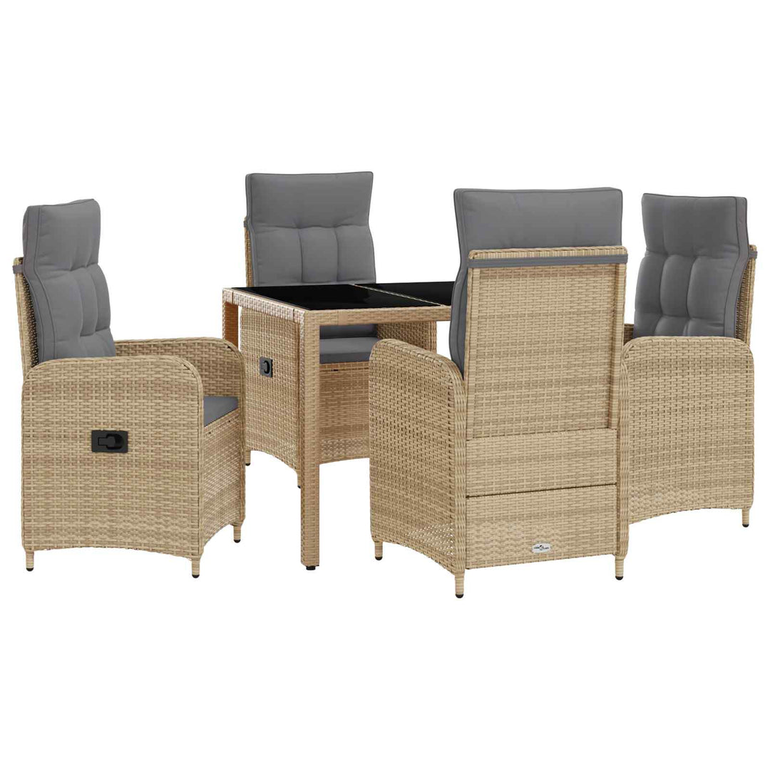Udendørs spise sæt 5 stk. Beige og lys grå polyrattan