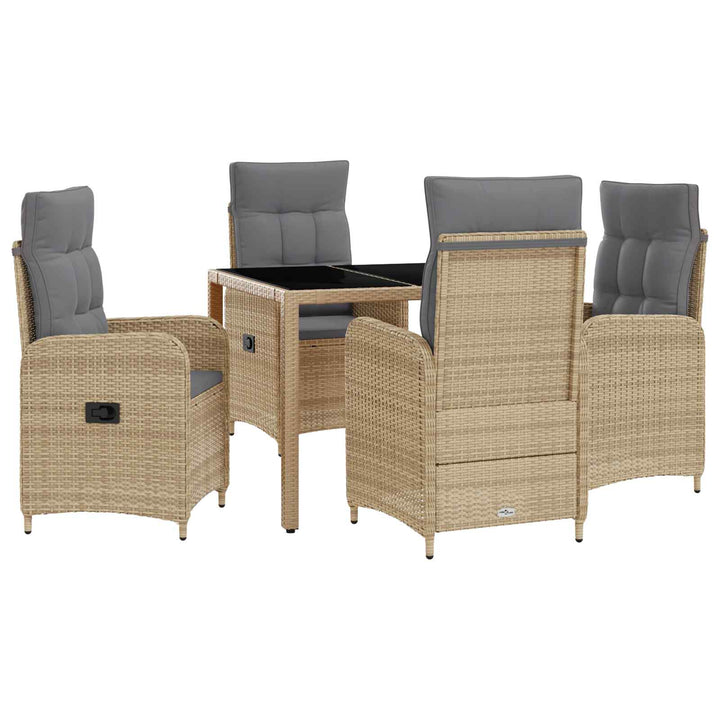 Udendørs spise sæt 5 stk. Beige og lys grå polyrattan