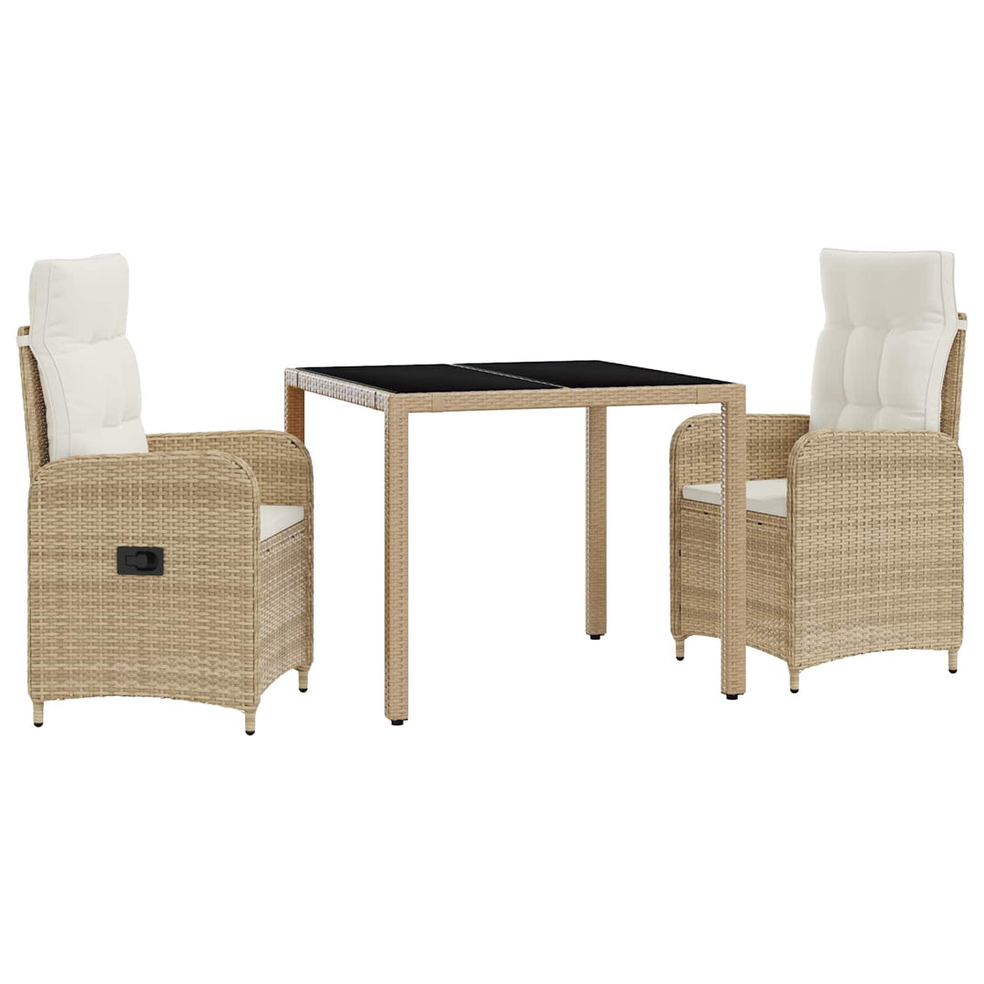 Udendørs spise sæt 3 stk. Beige og cremehvid polyrattan