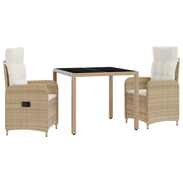 Udendørs spise sæt 3 stk. Beige og cremehvid polyrattan