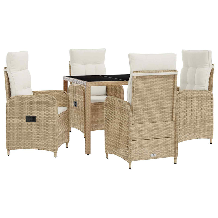 Udendørs spise sæt 5 stk. Beige og cremehvid polyrattan