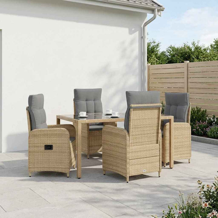 Udendørs spise sæt 5 stk. Beige og lys grå polyrattan