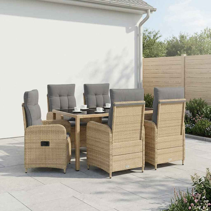 Udendørs spise sæt 7 stk. Beige og lys grå polyrattan