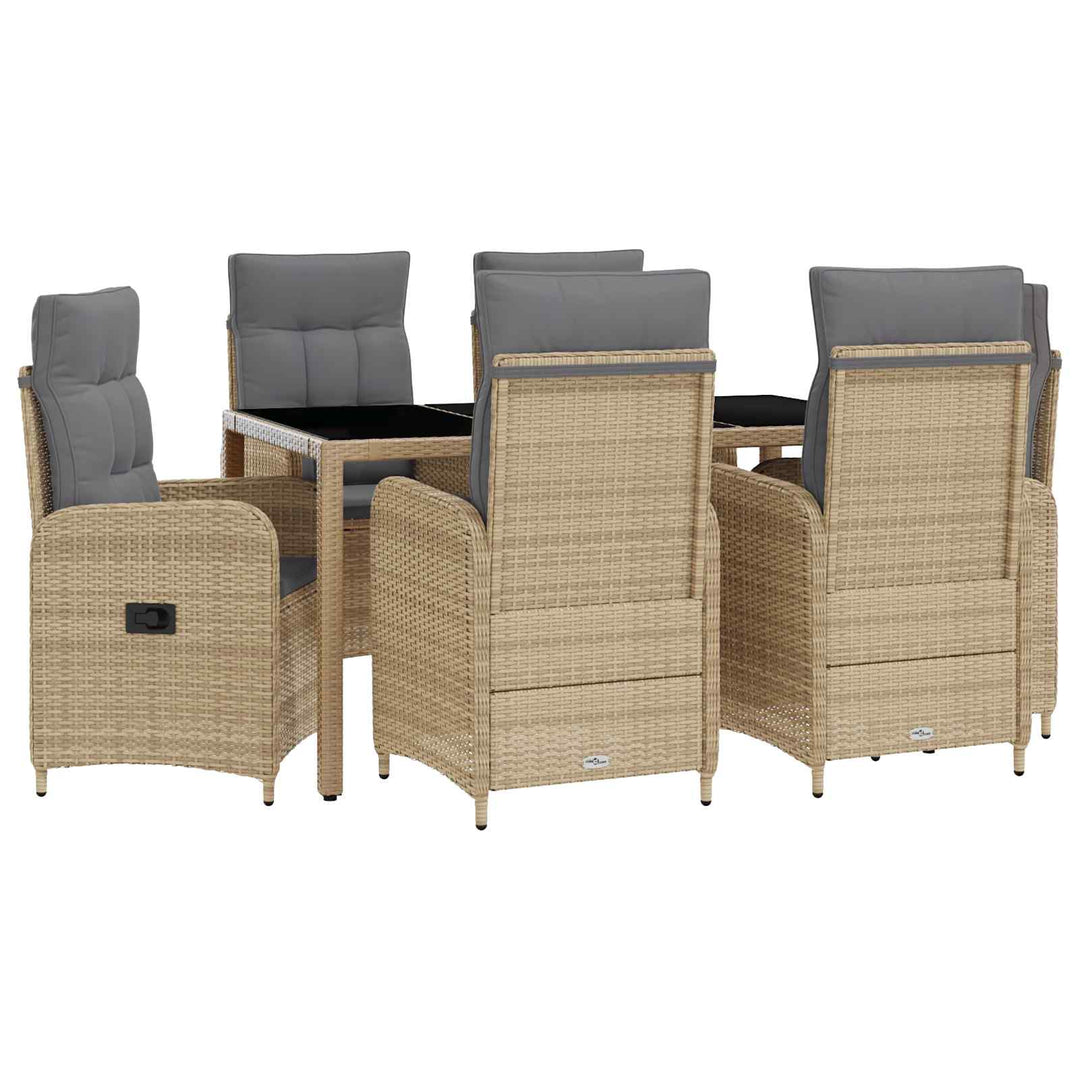 Udendørs spise sæt 7 stk. Beige og lys grå polyrattan