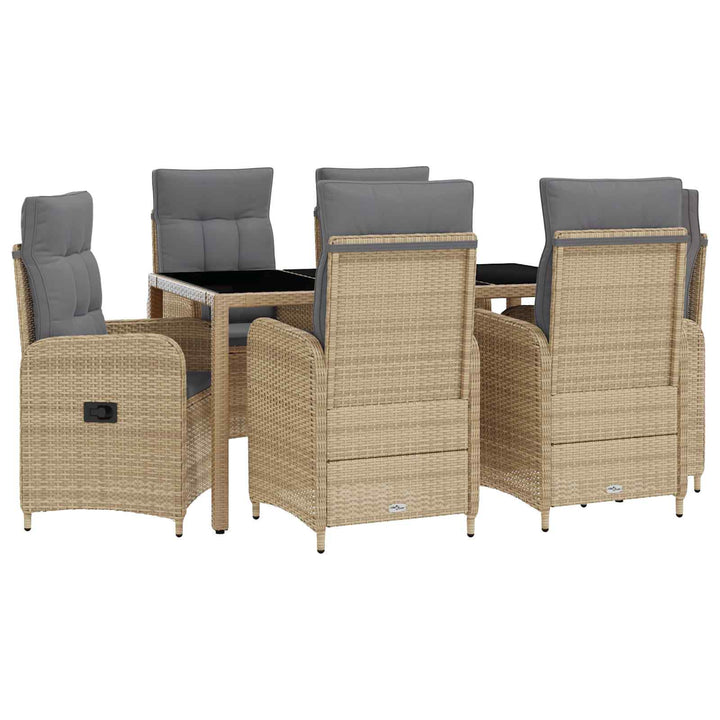Udendørs spise sæt 7 stk. Beige og lys grå polyrattan