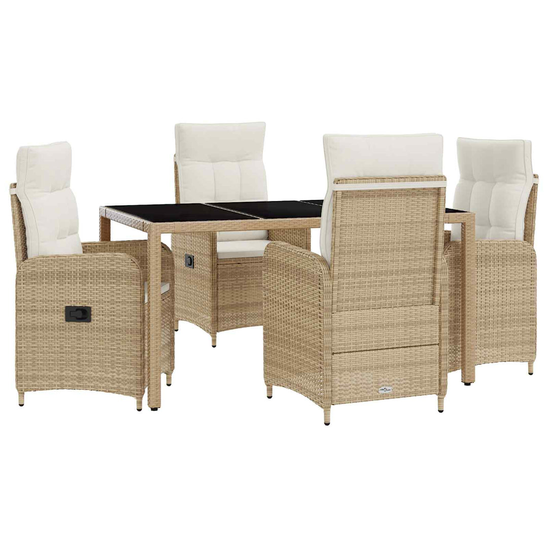 Udendørs spise sæt 5 stk. Beige og cremehvid polyrattan