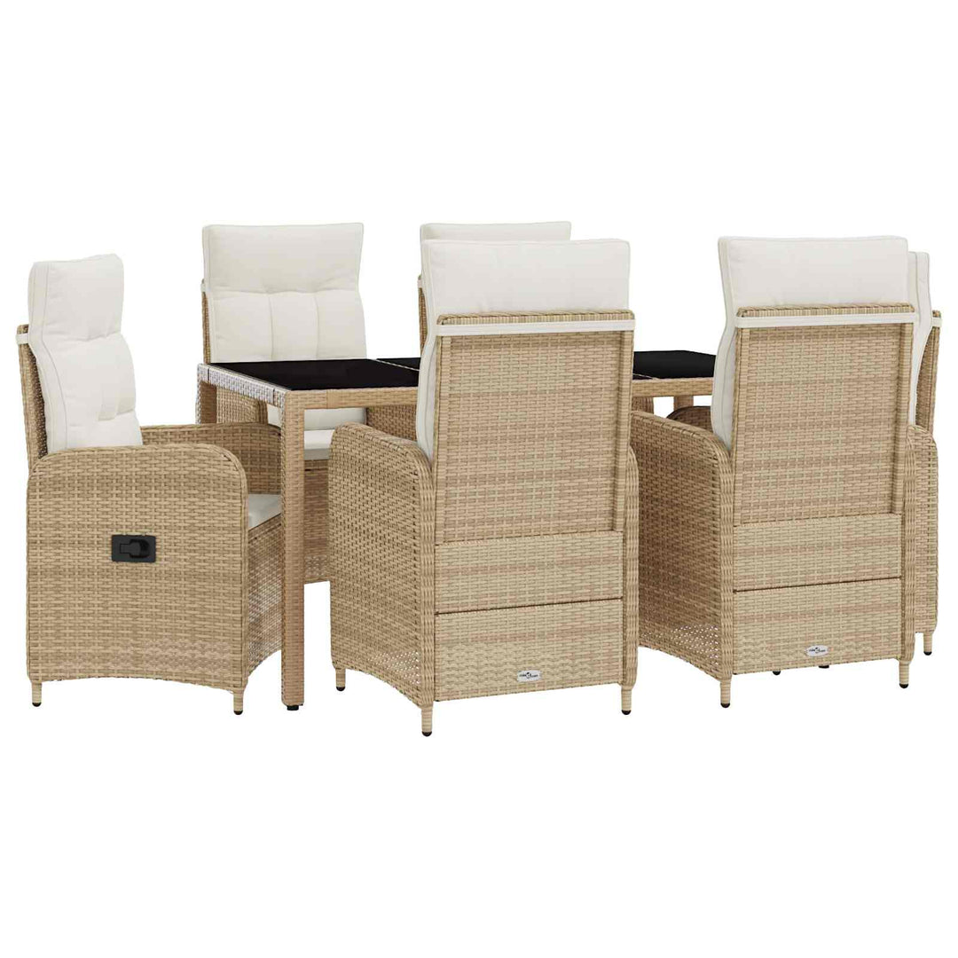 Udendørs spise sæt 7 stk. Beige og cremehvid polyrattan