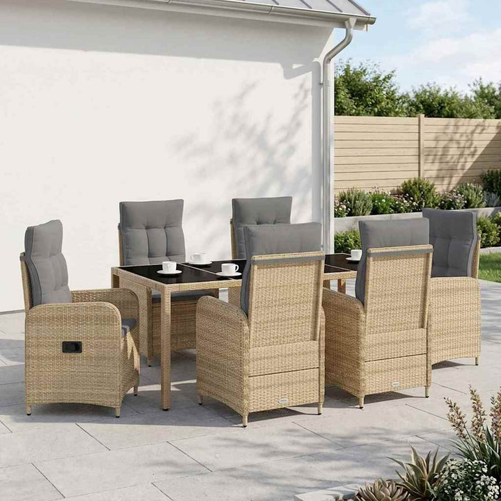 Udendørs spise sæt 7 stk. Beige og lys grå polyrattan