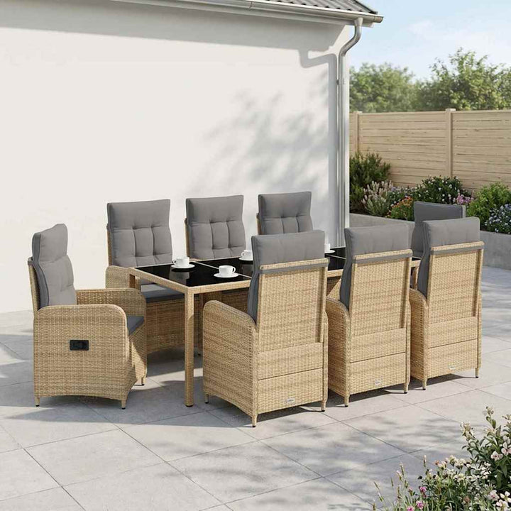 Udendørs spise sæt 9 stk. Beige og lys grå polyrattan