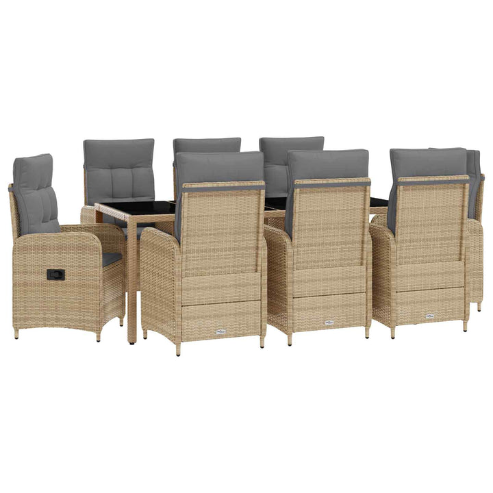 Udendørs spise sæt 9 stk. Beige og lys grå polyrattan