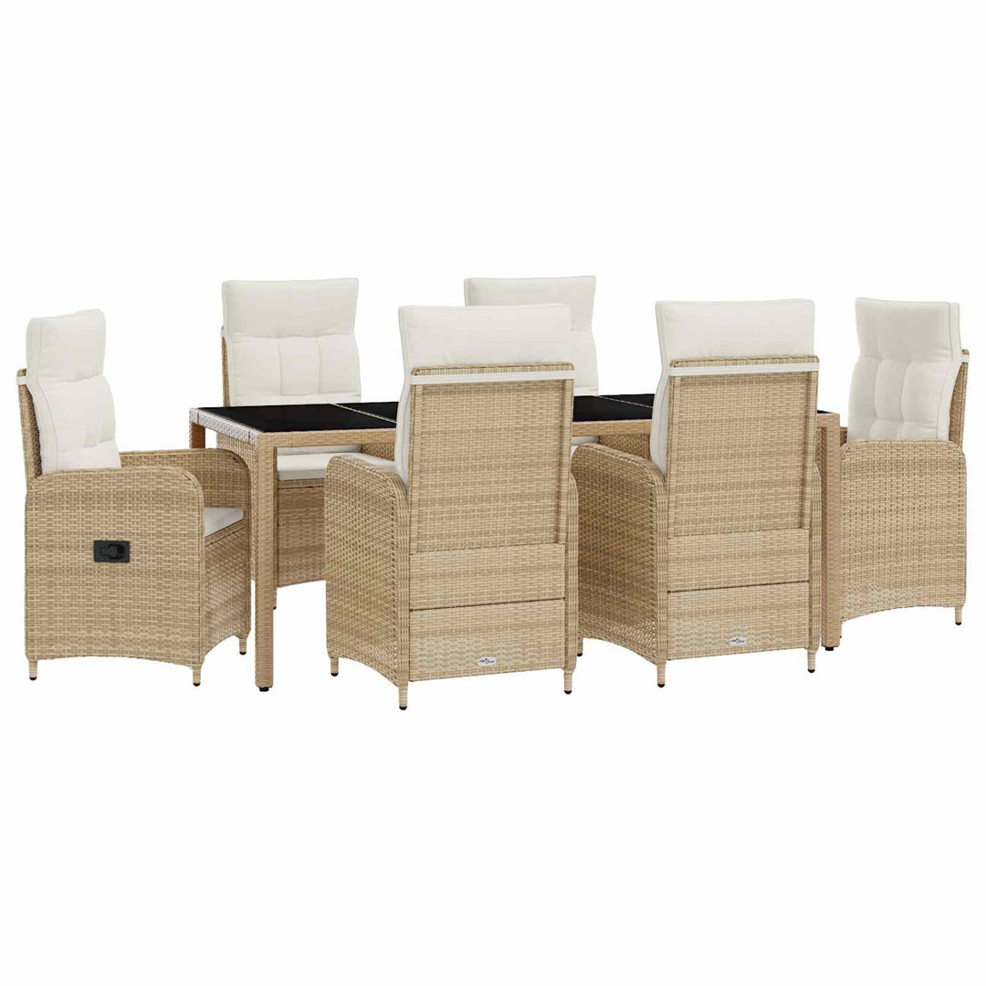 Udendørs spise sæt 7 stk. Beige og cremehvid polyrattan