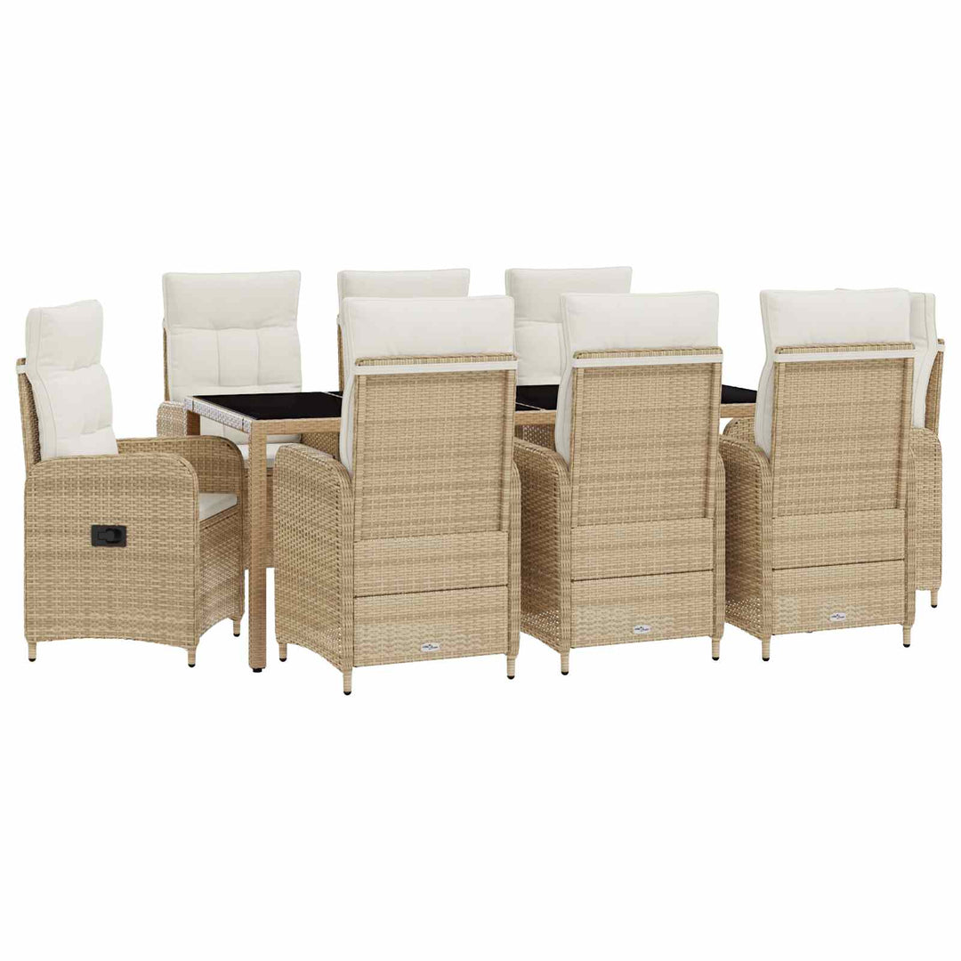 Udendørs spise sæt 9 stk. Beige og cremehvid polyrattan